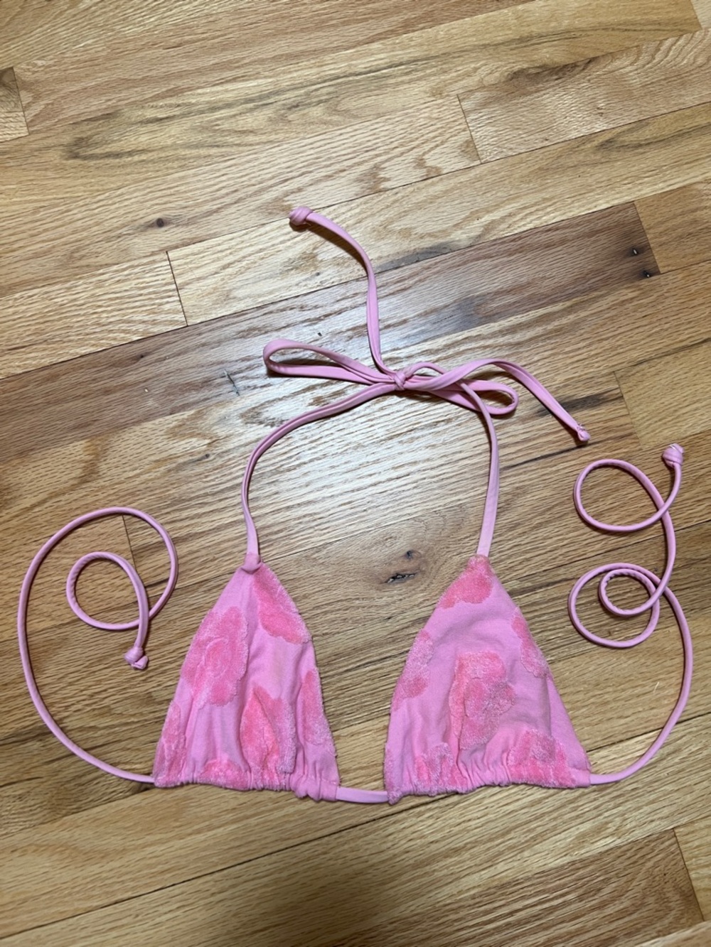 Frankie's Bikinis Pink Triangle Lace Swim Top